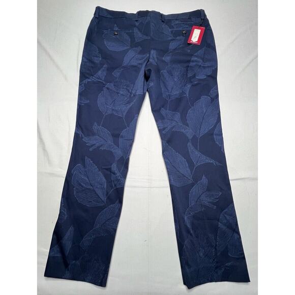 NWT Murano Men's Evan Extra Slim Fit Navy Blue Leaf Print Pants - Size 38x28.5 - Picture 1 of 8